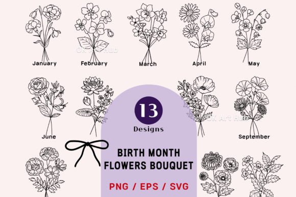 Birth Month Flower Bouquet Svg - SET 1 Review