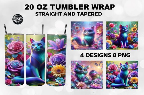 Cat with Flowers 3D Tumbler Wrap: A Designer's Take