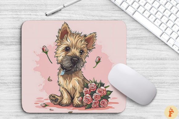Cute Australian Terrier Dog with Bouquet: A Designer's Take