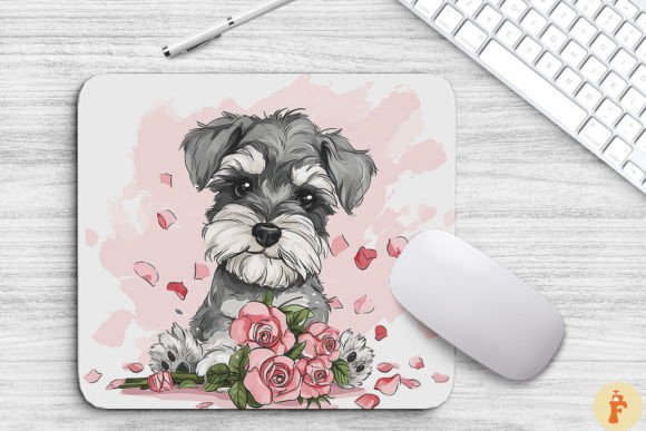 Cute Miniature Schnauzer with Bouquet Graphics