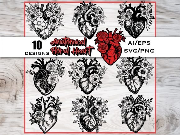 Floral Heart Vector Bundle for Crafts & Graphics
