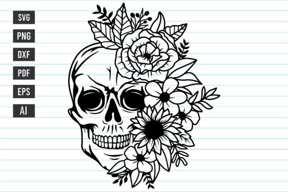 Flower Skull SVG: Premium Graphics for Print Templates
