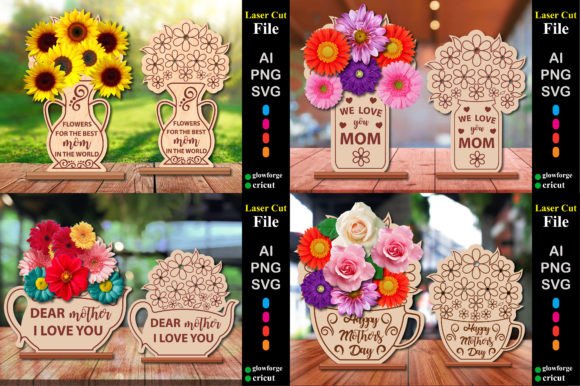 Flowers Holder Mother’s Day Bundle for Laser Cutting