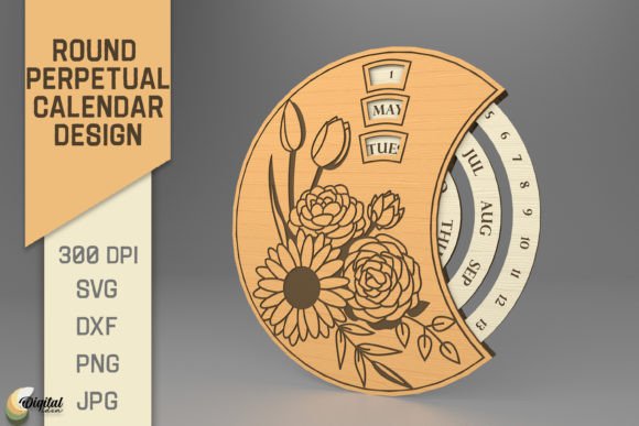 Flowers SVG. Round Perpetual Calendar