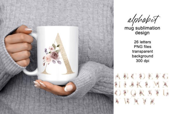 Mug Sublimation Design with Gold Letters