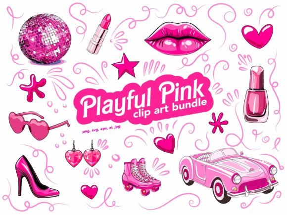 Playful Pink Graphics for Crafts & Blogs