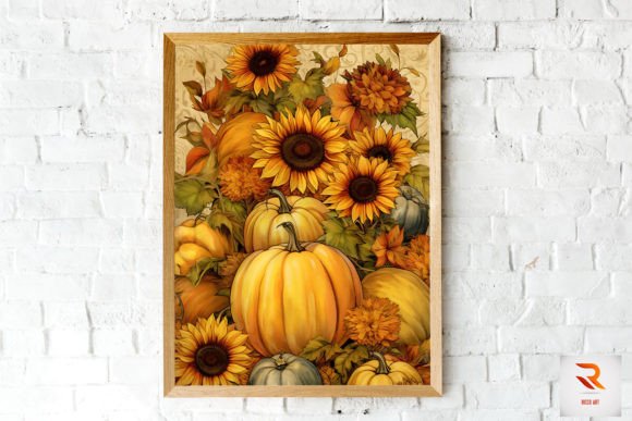 Pumpkin Sunflower Graphics for Autumn Backgrounds
