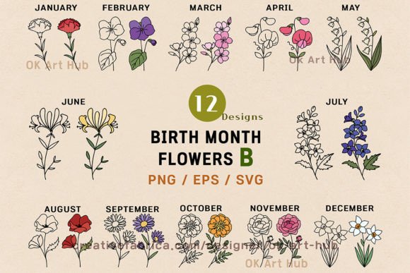 Review: Birth Month Flower Vector-B for Embroidery