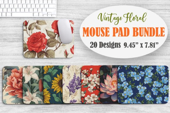Vintage Floral Mouse Pad Bundle: Graphics for Crafts