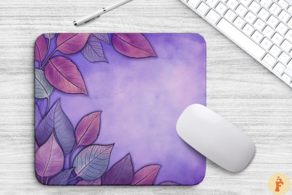 Watercolor Purple Leaf Mouse Pad Design: Graphics & Backgrounds