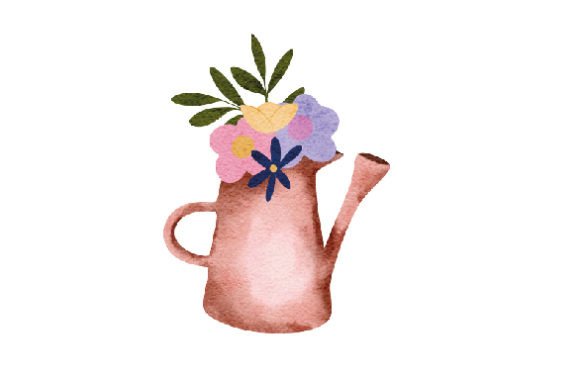 Watering Can with Flowers, Watercolor Crafts