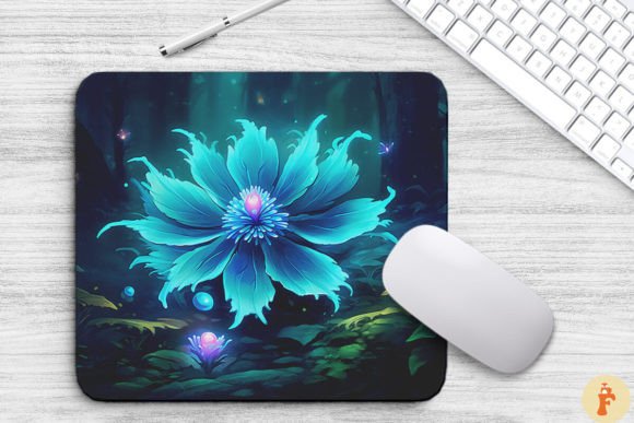 Whimsical Alien Cyan Flower: Graphics & Backgrounds