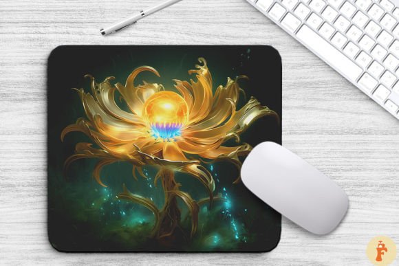 Whimsical Alien Gold Flower Graphics & Backgrounds