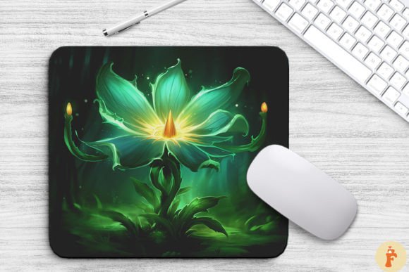Whimsical Alien Green Flower: Graphics & Backgrounds