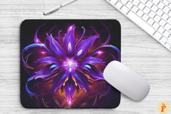 Whimsical Alien Purple Flower Mouse Pad: Graphics & Backgrounds