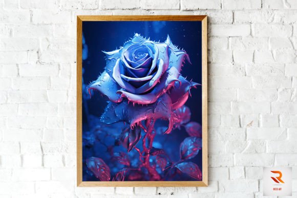 Whimsical Winter Blue Rose Wall Art Graphics