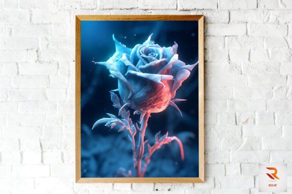 Whimsical Winter Cyan Rose Wall Art Graphics