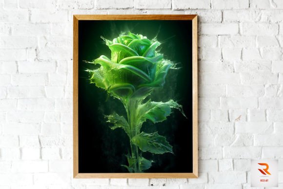Whimsical Winter Green Rose Wall Art Graphics