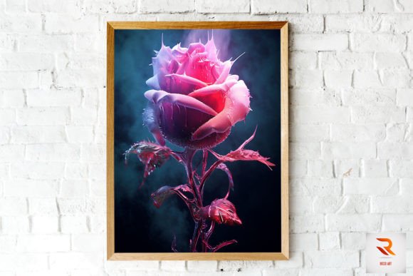 Whimsical Winter Magenta Rose Wall Art Graphics