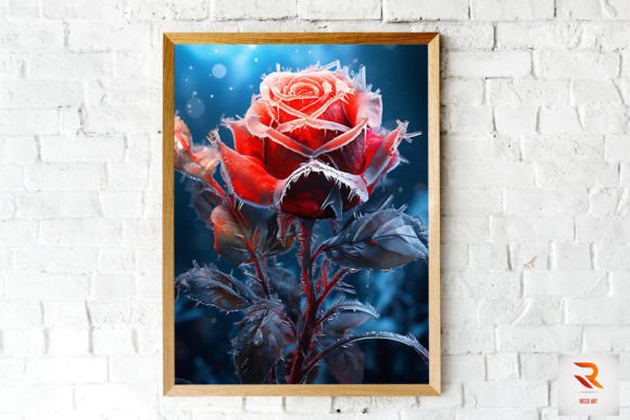 Whimsical Winter Red Rose Wall Art