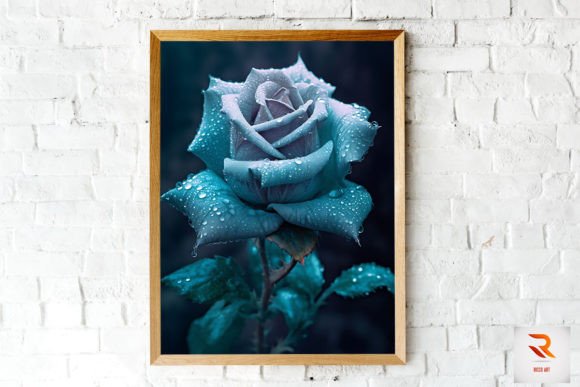 Whimsical Winter Teal Rose Wall Art Graphics