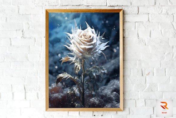 Whimsical Winter White Rose Wall Art Graphics